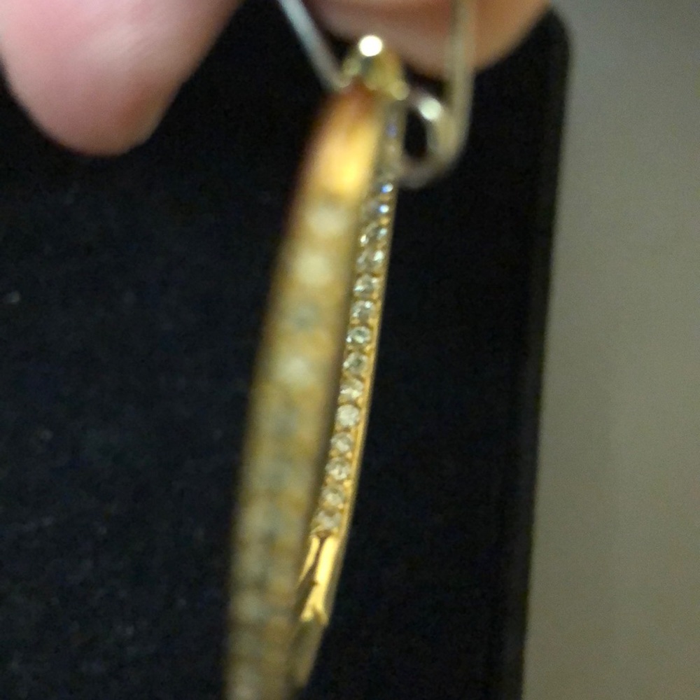 18k Gold and Diamond Hoops - Picture 5 of 6